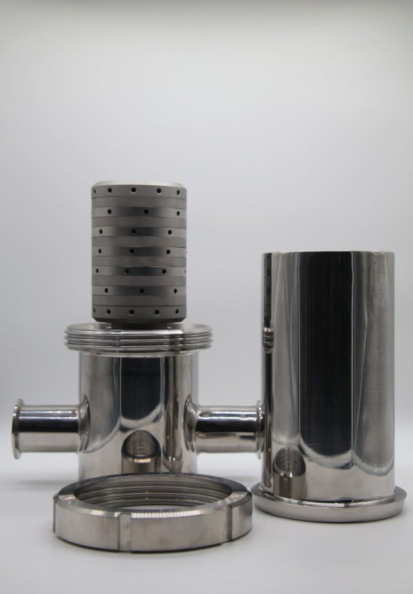 100 mm 12 Layer Culinary Steam Filter with 2 inch Tri-Clamp connections.