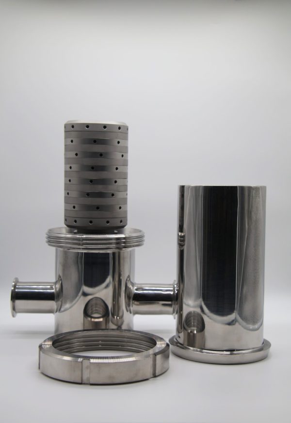 100 mm 14 Layer Culinary Steam Filter with 2 inch Tri-Clamp connections.