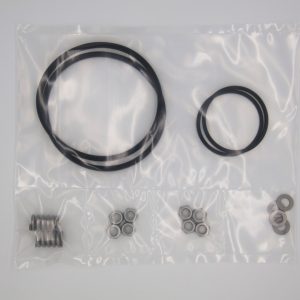SPK-82V, Spare Parts Kit for 82 mm Filter. Kit includes four 13 mm bolts, two 13 mm locking bolts, two 13 mm washers, two 75 KG compression springs, two 2″ Black Viton O-rings, and two Viton Housing Gaskets.